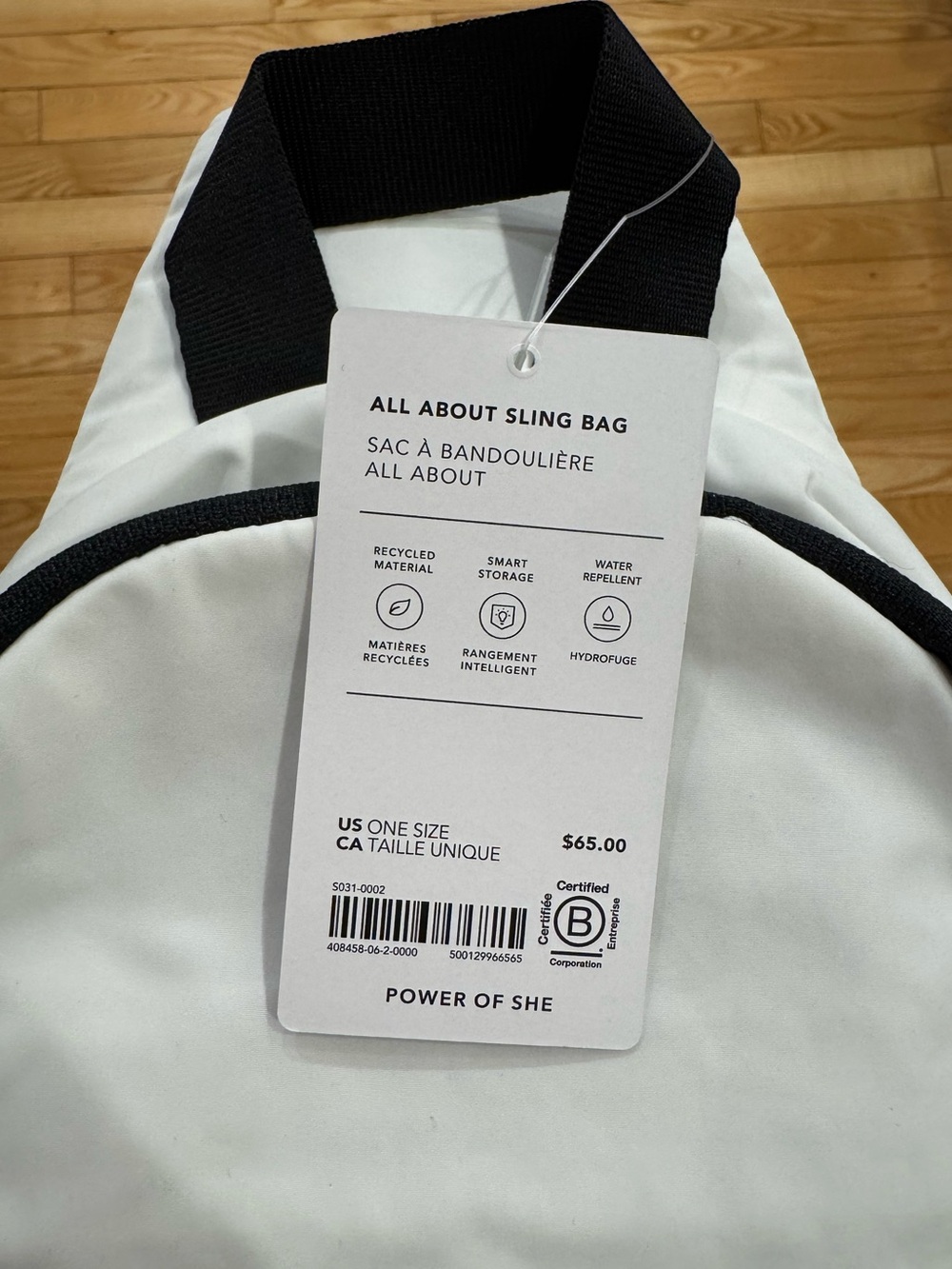 Athleta White All About Sling Bag with Black Strap - Picture 7 of 7